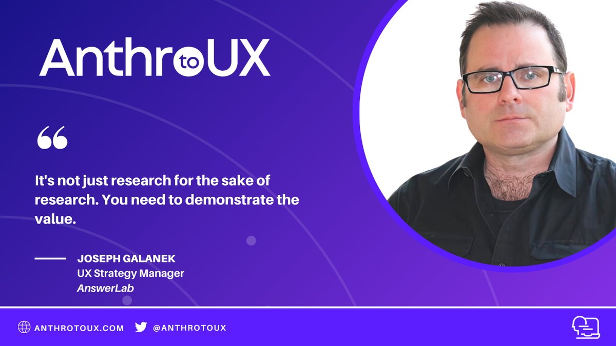 🎙️On the <a href="/AnthroToUX/">Anthro to UX</a> podcast, Joseph Galanek joins <a href="/MattArtzAnthro/">Matt Artz</a> to discuss he found his niche in consulting agencies valuing both qualitative &amp; quantitative research.

anthropologytoux.com/podcast/joseph…

#uxresearch #userexperience #ethnography #uxstrategy #designanthropology