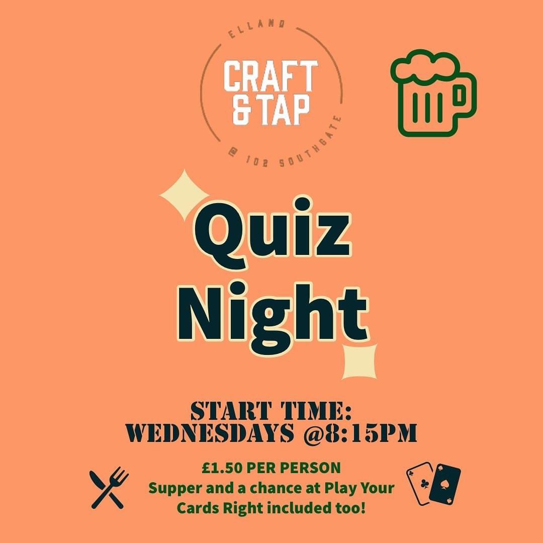 Join us for quiz night tonight from 8:15pm to get your hands on them beer tokens &amp; a cash prize at play your cards right! And for the time ever there’s £110 for grabs on the cards tonight, don’t miss out!😍

#ellandcraftandtap #elland #micropub #realale #pub #beer #quiz #pubquiz