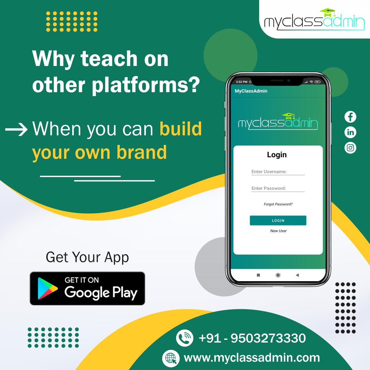 MyClass_A_dmin's tweet image. App For Online Teaching. Powerful Class Management Tools and User-friendly Class Management Software &amp;amp; App. MyClassAdmin Makes Teaching Easy.

Visit our website myclassadmin.com and Call us at +91-950327333o for more Information.
#classmanagementsoftware #schoolsoftware