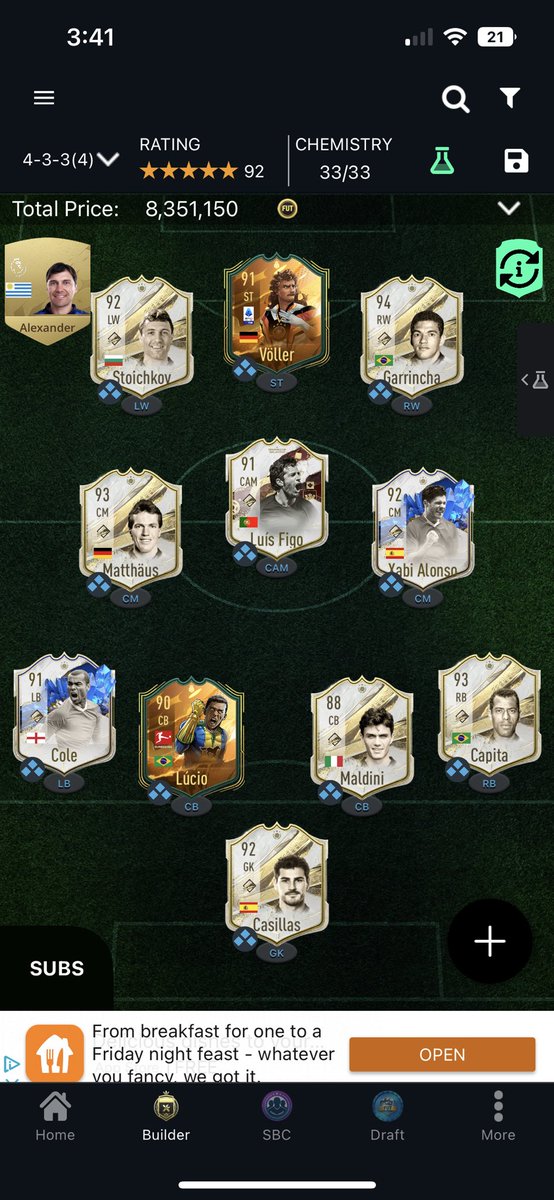 CharlieGosnay's tweet photo. @V10Vernon This is my current and team and what I would need to change if Carlos Alberto was in the team I have all the players already tho. https://t.co/5ek9zMrdOZ