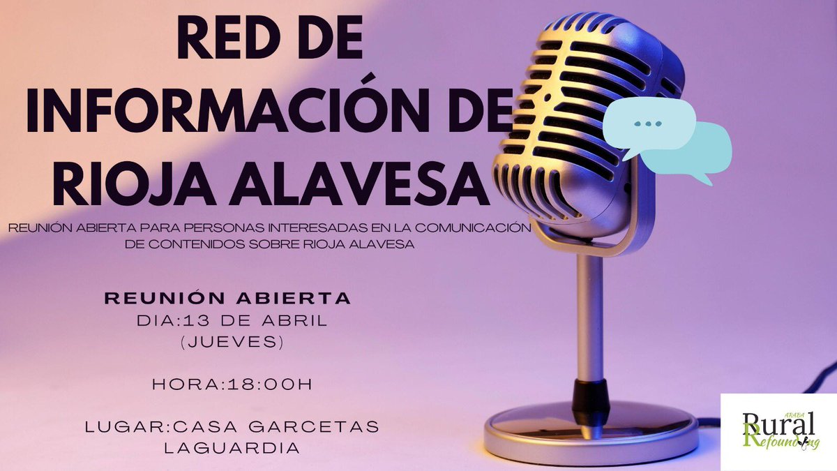 ¡Esto empieza a tomar forma y estás a tiempo de formar parte desde la mismísima puesta en marcha! 

Reunión abierta para personas interesadas en la comunicación de contenidos y red de información sobre #RiojaAlavesa.

Ez galdu proiektu honen parte izateko aukera!