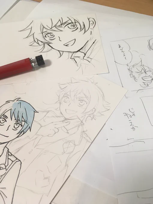 ちょっとずつ漫画描いてる 自分の好きなのを詰め込んでて描くの楽しい反面、おもんないんちゃう…?と思わずにいられん🥶
あとは送ろうとして失敗したイラストデュがすごいぶちゃいくで笑うしかなかった 