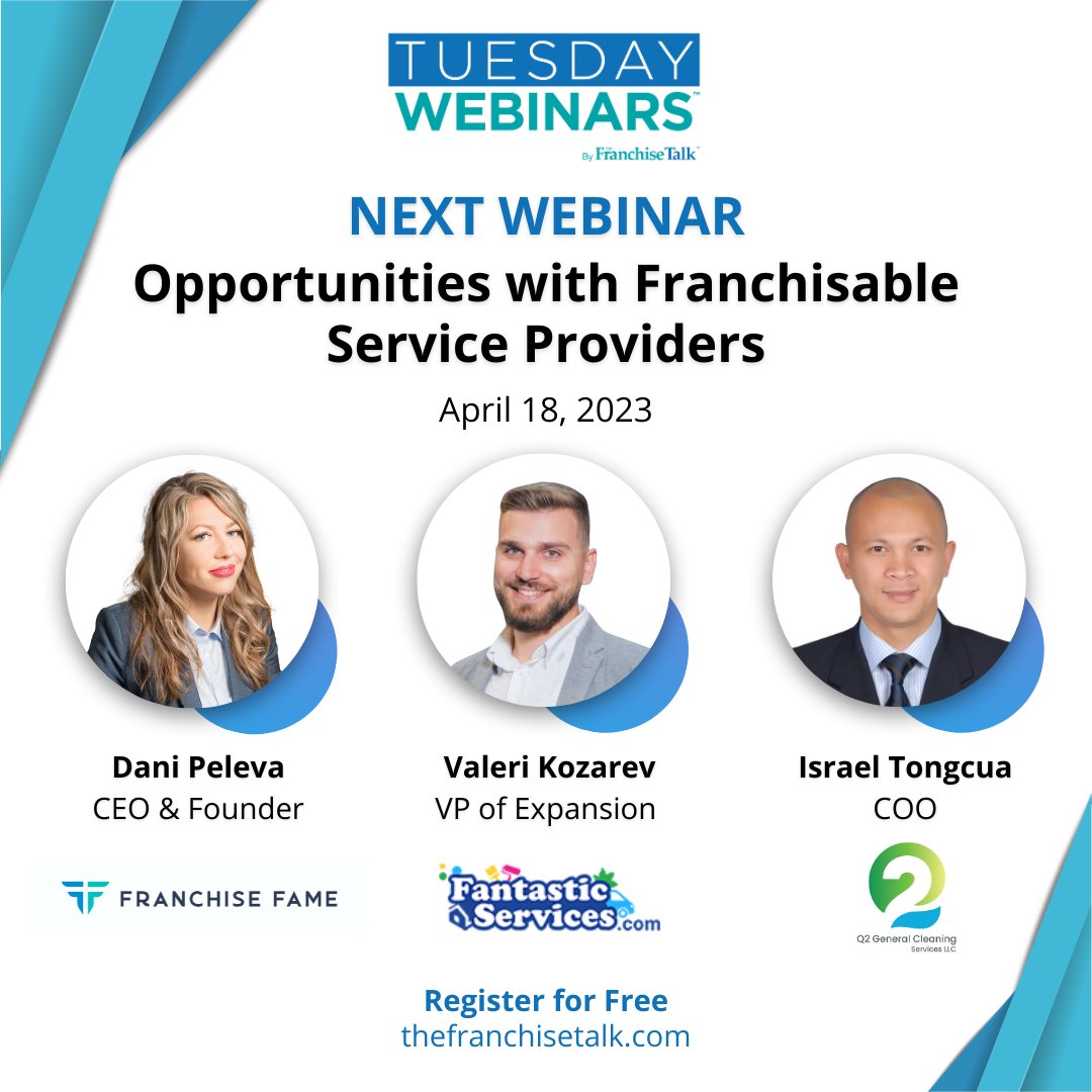 Meet the panel for our next webinar- Opportunities with Franchisable Service Providers. 
For more details, please visit our website.

📅 18th April 2023 
⏲️1pm to 2pm (GMT+4 Dubai Time)

Click to register for free: bit.ly/3WXMNs5

#Thefranchisetalk #Tuesdaywebinars #EFD