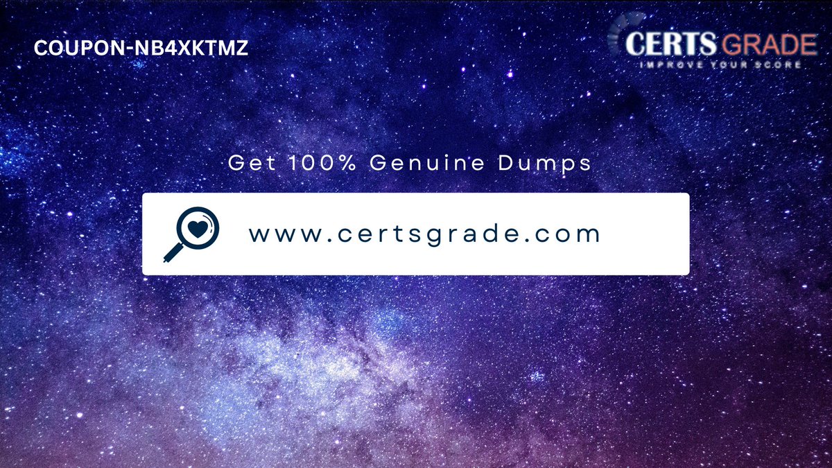certsgrade's tweet photo. Follow our website for genuine exam dumps. Use coupon code NB4XKTMZ to avail 16 USD off on all exams products.
#Certifications #AffordableLearning #exam #dumps #guide #certified #test #questions #answers #examdumps #PDF https://t.co/UKKxCHLM5D