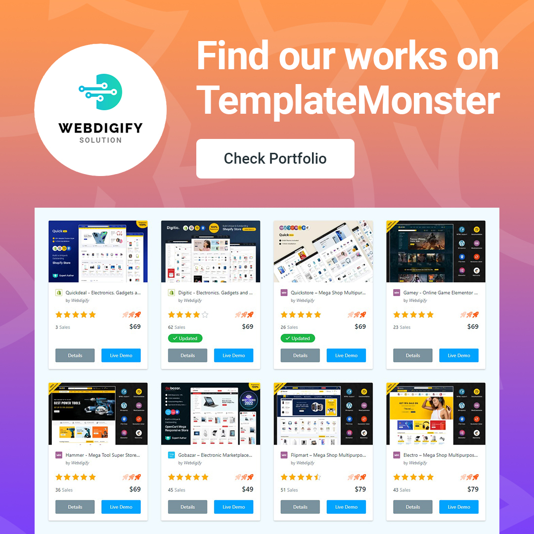 webdigify's tweet image. Hello, how are you? Sharing my TemplateMonster collaboration story seems to be a story that all of you need to know. In 2020, we began working together. My product line includes the following items: bit.ly/3F2QNSn

@templatemonster #website #webdesign #onlinestore