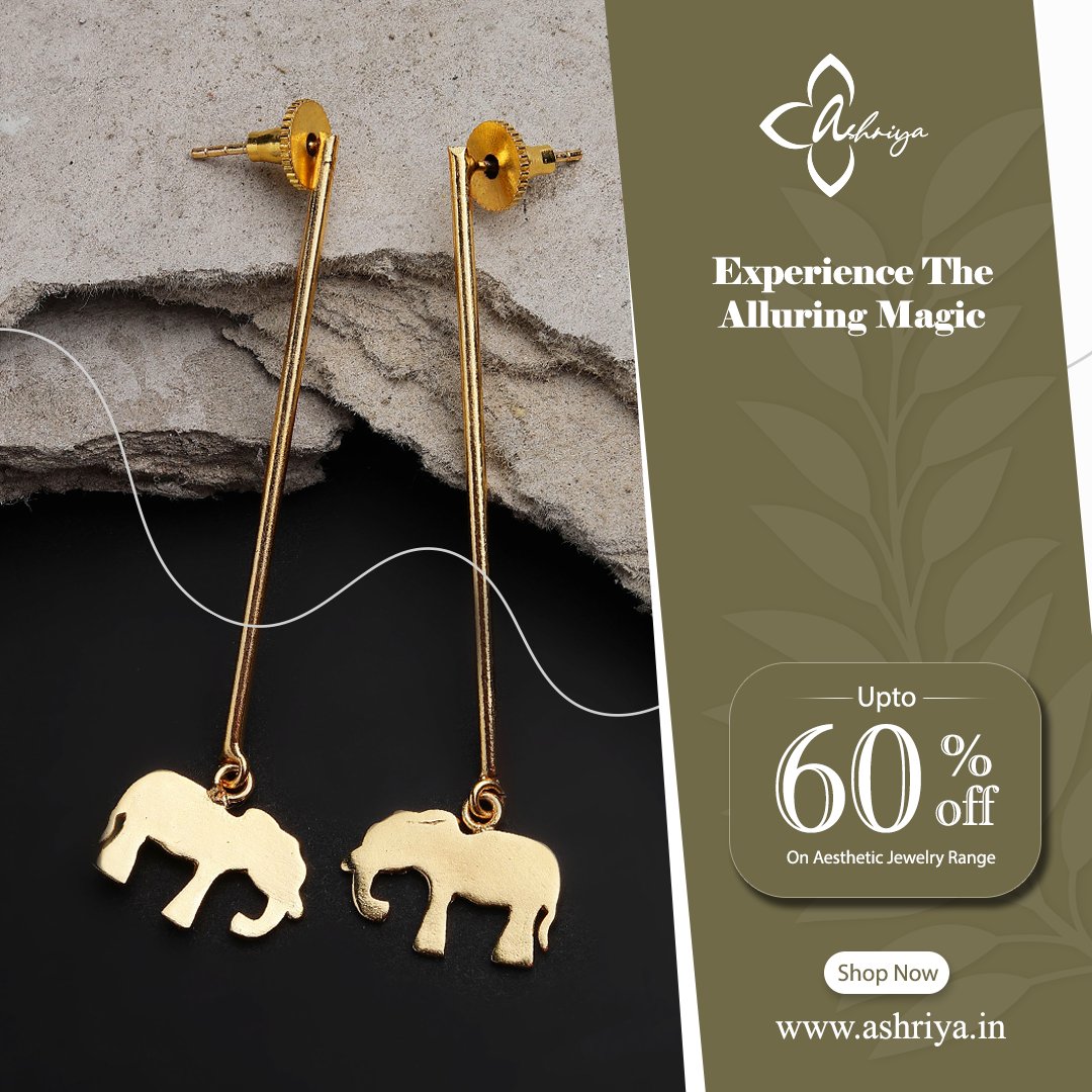 Add a touch of whimsy to your look with our stunning elephant earrings! Experience the alluring magic of our aesthetic jewelry range, now available at up to 60% off.

Shop now
ashriya.in

#ashriya #aestheticjewelry #elephantearrings #jewelrysale #discounts #earrings