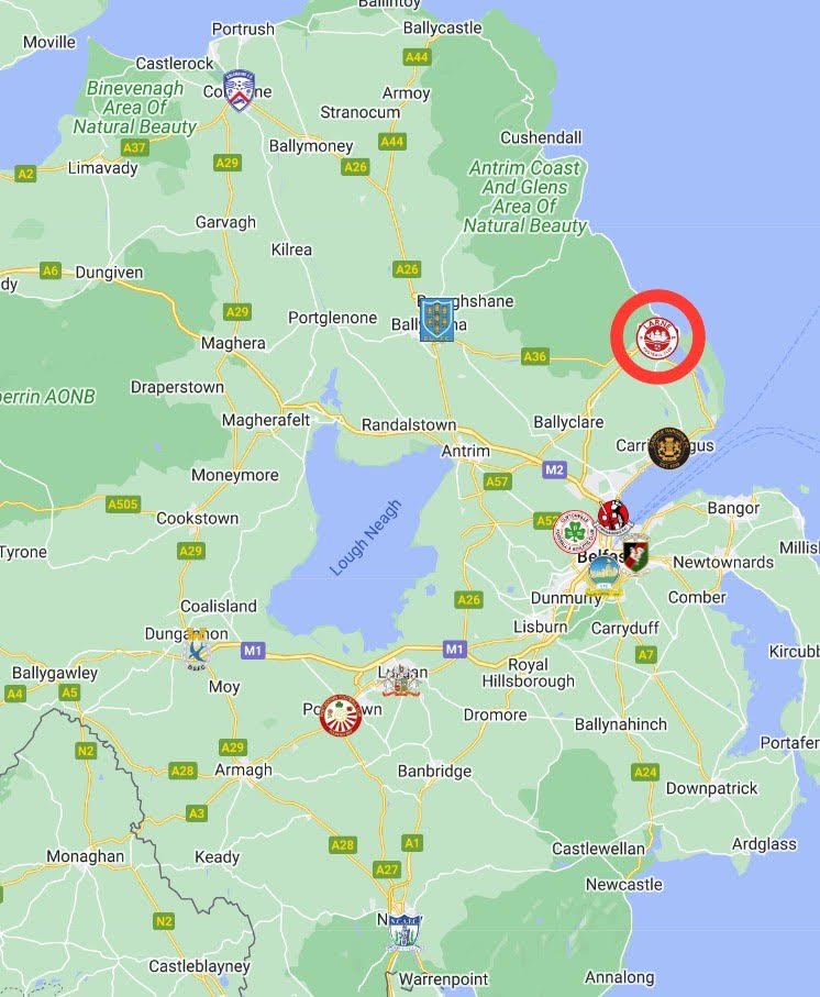 SweeperPod's tweet photo. NI Larne, who hail from a coastal town 30km north of Belfast, qualified for Europe for the first time in the 2021/22 season.

Today, they could win the first Northern Irish top-flight league title in their 134-year history - if 56-time champions Linfield lose to Glentoran. https://t.co/IembLPOqUR