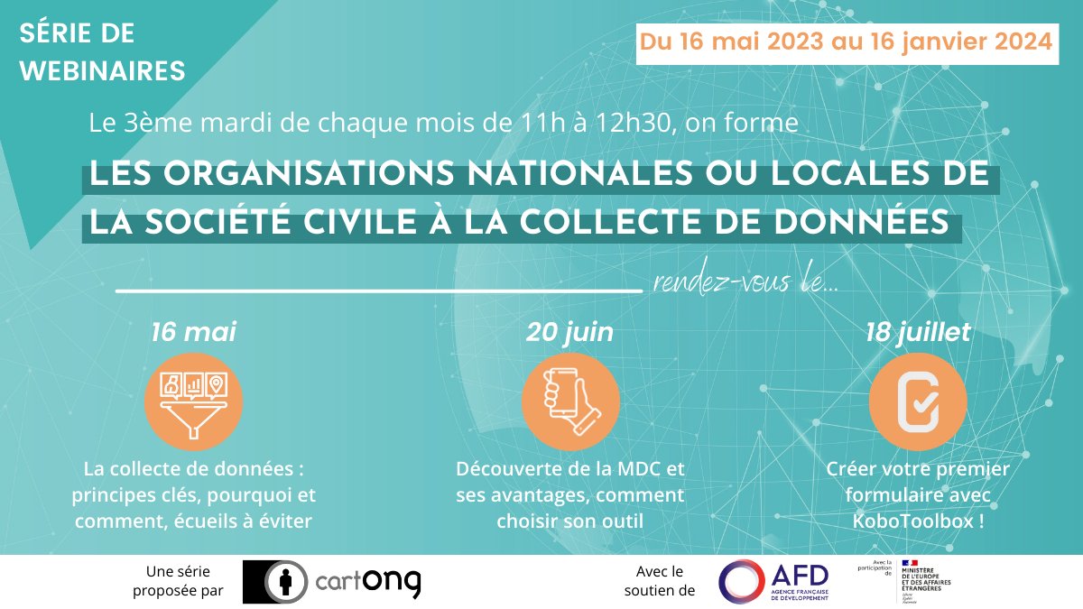 📌  Vous êtes une organisation de la #sociétécivile ? Vous ne savez pas comment collecter les #données sur le terrain ? Nos webinaires sont faits pour vous ! Découvrez les bases d'une collecte réussie chaque mois à partir du 16 mai 🗓️Infos et inscriptions👉framaforms.org/decouvrir-la-g…