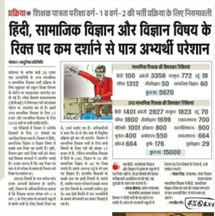 luckyJangid9's tweet photo. @schooledump @ChouhanShivraj आपको यह बात भी नहीं भूलनी चाहिए कि 
वर्ग 1 व 2 में #हिन्दी, सामाजिक विज्ञान, विज्ञान, उर्दू, समाजशास्त्र के नाममात्र पद दिए हैं 

आपने अंग्रेजी में लगभग 12000 पद दे दिए जो हम अन्य विषय वाली के साथ अन्याय है।
#पद_वृद्धि_थर्डकॉउंसलिंग_शिक्षकभर्ती_2018 
#पद_वृद्धि_वर्ग_1_2_ करो https://t.co/oGEgyKoKOV