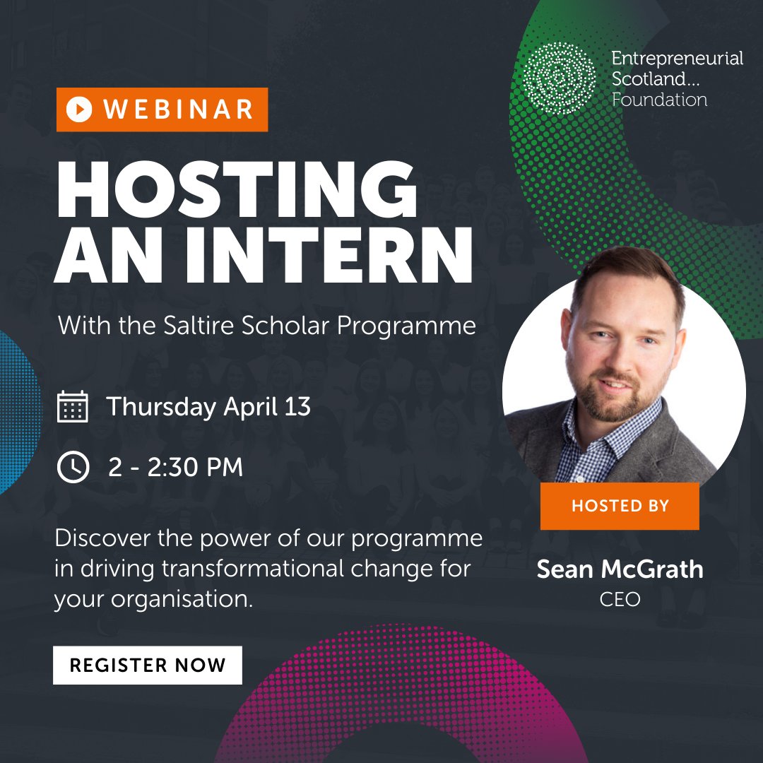 Are you searching for top talent to help your business grow? Our Saltire Scholar Internship Programme can help! Join our webinar tomorrow and learn all about our programme, recruitment process, and how you can host an intern this summer. Register now: bit.ly/Host-an-Intern…