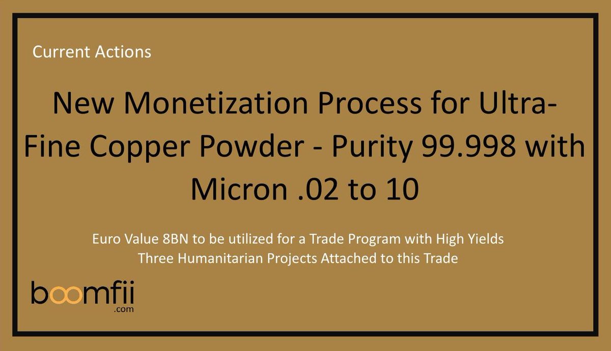 Boomfii's tweet photo. With all monetization (Loan to Value) on large trades, clients must present humanitarian projects to be eligible for consideration.
These projects must be established before acceptance is granted.
#Monetization #CopperPowder
check us out🧐👇
https://t.co/INpmK4AqvU https://t.co/MCYLeJFEsI