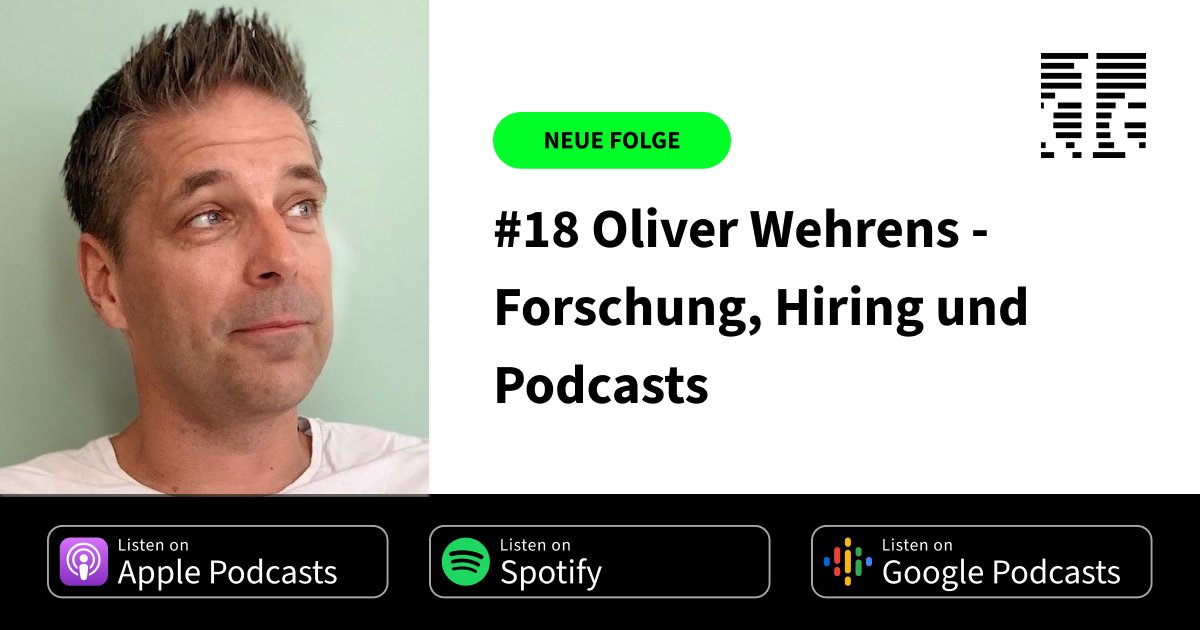 Neuen Folge!
Ich habe mit <a href="/owehrens/">Oliver Wehrens 🇪🇺 owehrens@bsky</a> u.A. über seine Arbeit in der Forschung, das Imposter Syndrom, Hiring Prozesse und Podcasts gesprochen.

Viel Spaß!

Spotify: open.spotify.com/episode/2toAYt…
Apple Podcasts: podcasts.apple.com/de/podcast/18-…
Uncut als Video: youtube.com/watch?v=Fk6GgJ…