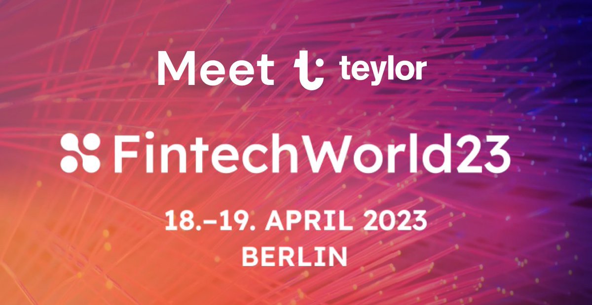 Meet <a href="/TeylorAG/">TeylorAG</a> at the FintechWorld23 in #Berlin! From 18-19th April BANKINGCLUB will bring together the most exciting #fintech startups and banking professionals to discuss industry trends and share knowledge. We're looking forward to meeting you all in Berlin. #digitallending