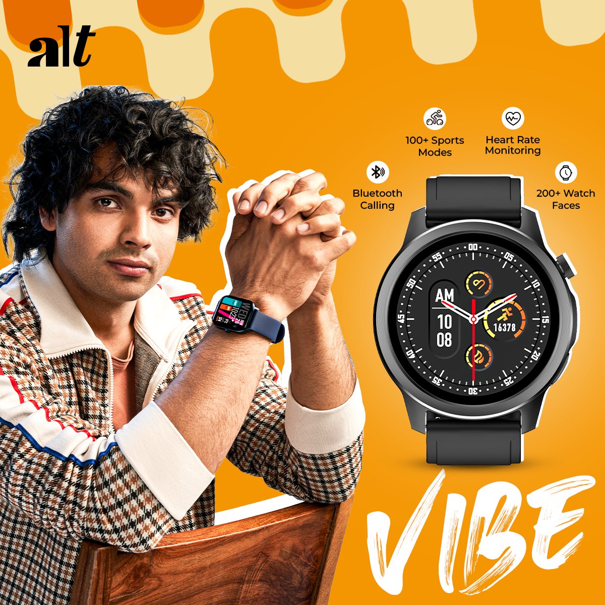 alt_smart_'s tweet photo. Vibe check? Covered. Time check? Done. The Vibe Watch, your ultimate vibe companion! 

Check us out here- https://t.co/oDzYfG2CXd

#WeAreAlt #smartwatches #NeerajChopra https://t.co/4tGJOKJ9LM