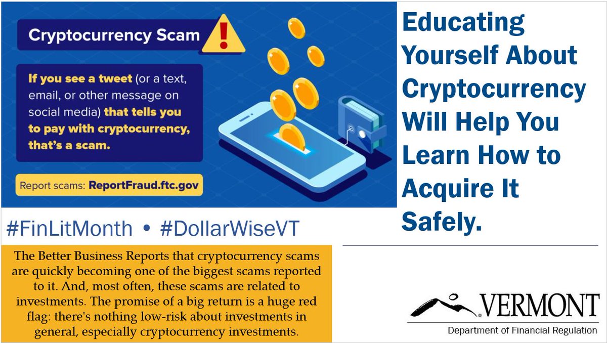 VermontDFR's tweet image. Invest wisely. Safely. The volatile and often opaque world of crypto makes it a fertile environment for crypto-related stock scams. Listen to Ricky Smith discuss how he lost $80K in a cryptocurrency scam. bit.ly/3miLw2n #DollarWiseVT