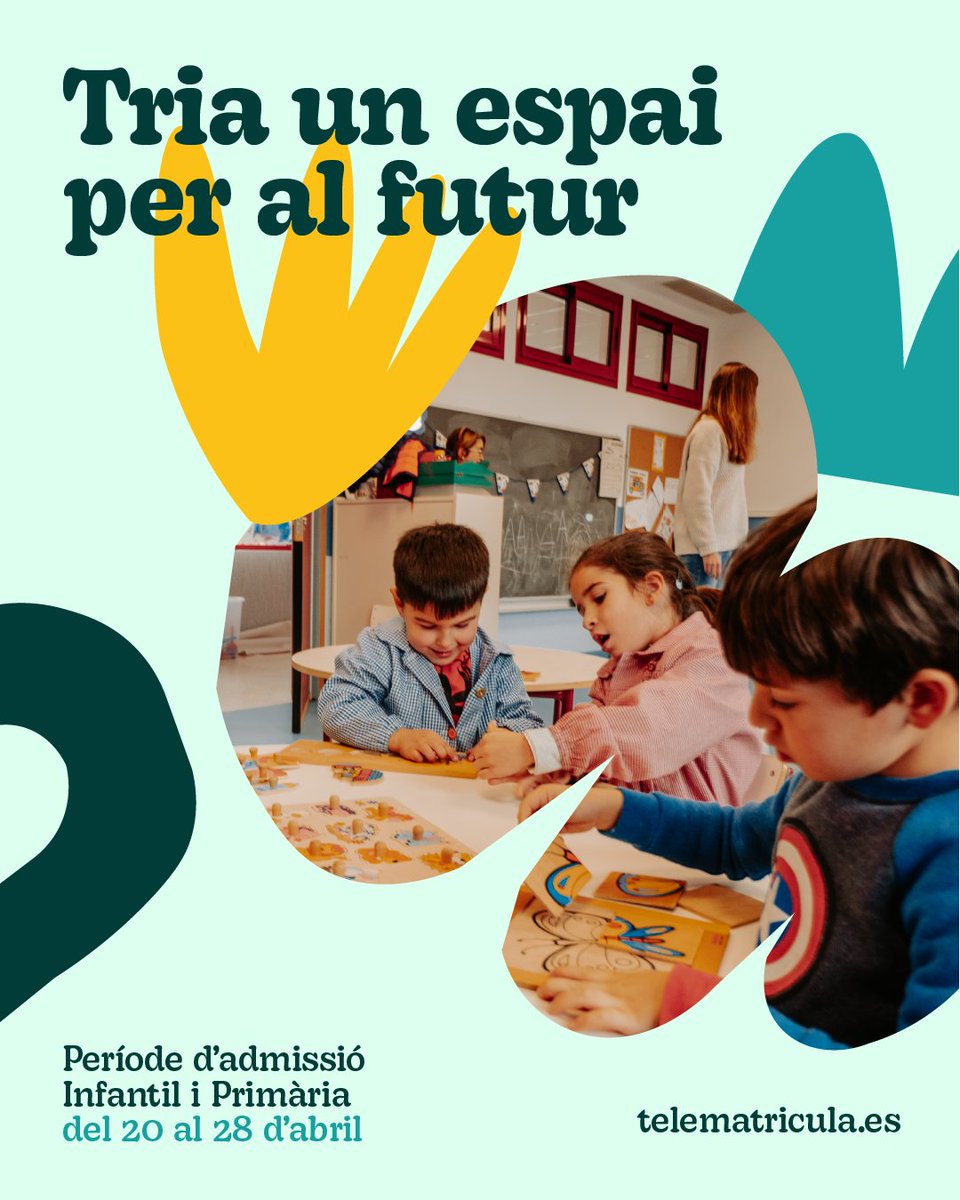 ⚠El període d'admissió telemàtica d'Infantil i Primària és del 20 al 28 d'abril 

👧🏻Un procediment important per a la matrícula en Infantil de 3 anys, aules gratuïtes de 2 anys dels CEIP i escoletes de titularitat de la Generalitat de 0-3 anys.

⬇+INFO:
telematricula.es
