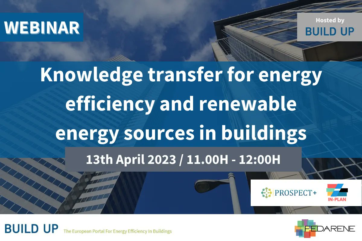 Fedarene's tweet photo. Knowledge-transfer and capacity-building are necessary for upscaling the energy transition! To support the community, @EU_BUILDUP invites #LifeINPLAN & #H2020POSPECT tomorrow at 11 am to discuss their capacity-build programmes.
Interested? Register here: https://t.co/tYjCmmPhog https://t.co/PKSdmr5ISI