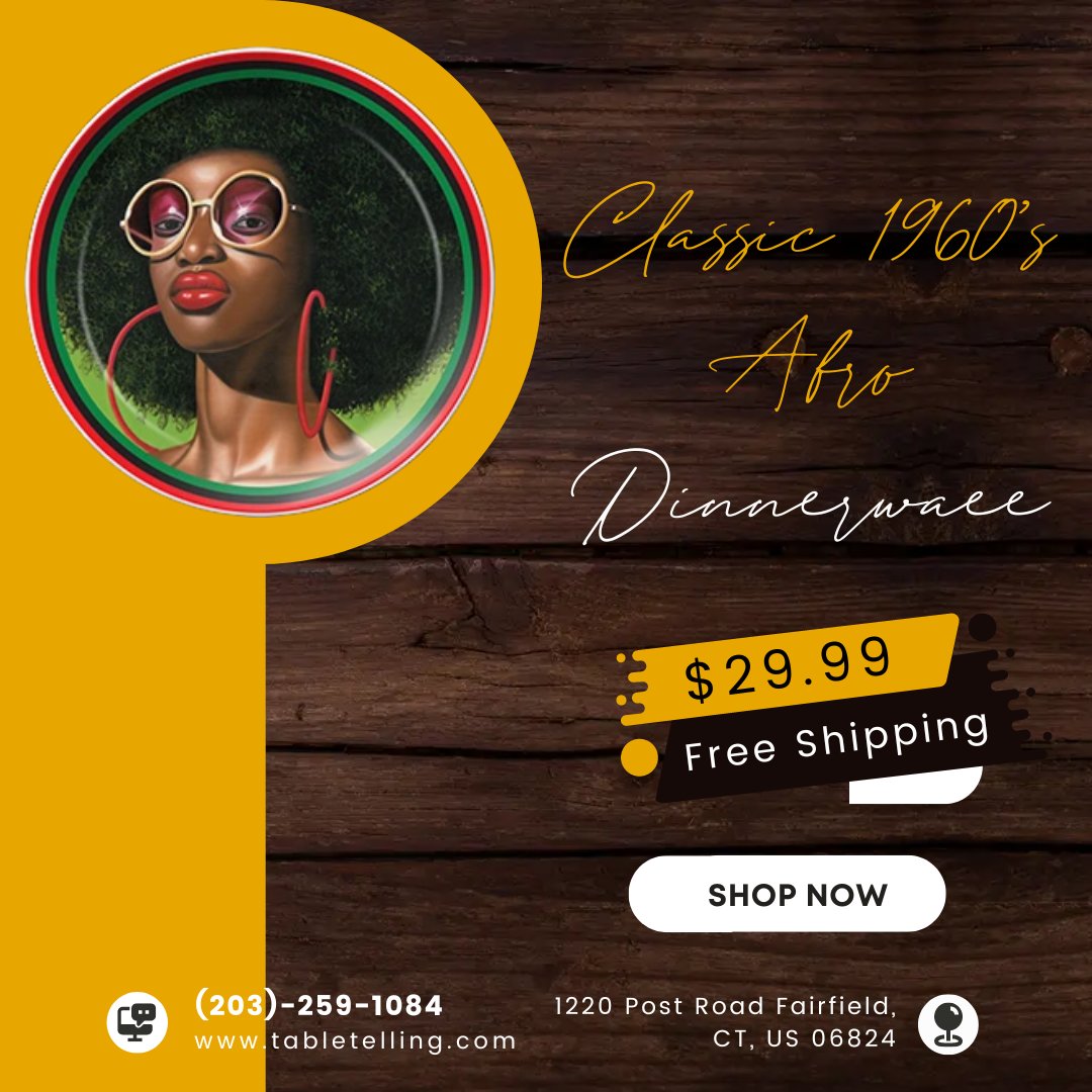 TableTelling's tweet photo. Classic 1960s Afro Dinnerware
Hairstyles come and go, but the Classic Afro marked a new generation of movers and shakers.
Buy Now: https://t.co/OBvVM4GRSb
#dinnerware #dinnerwareset #dinnerwarecollection #dinnerset #product #tabletelling #dinning #dinningset https://t.co/V1PDAabwzI