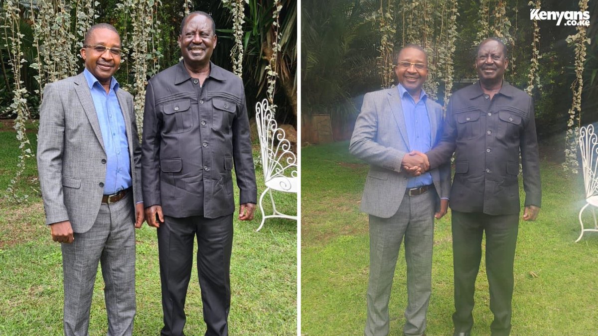 Kenyans's tweet photo. Raila and Mwangi Wa Iria pose for a photo after holding talks at his Karen residence https://t.co/LdfWNwUJXA