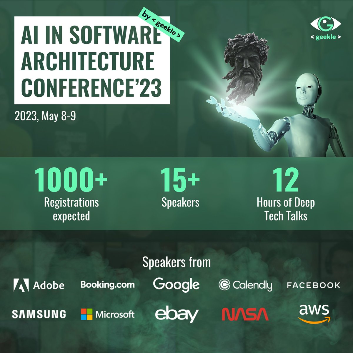 🤖AI in Software Architecture Conference'23🤖 What will you learn? 🚀AI-enabled Resource Management 🚀AI-enhanced Software Development 🚀AI-assisted Fault Detection and Prevention 🚀AI-driven Performance Optimization Grab your ticket now 🙌🏻 events.geekle.us/aiarchitecture/