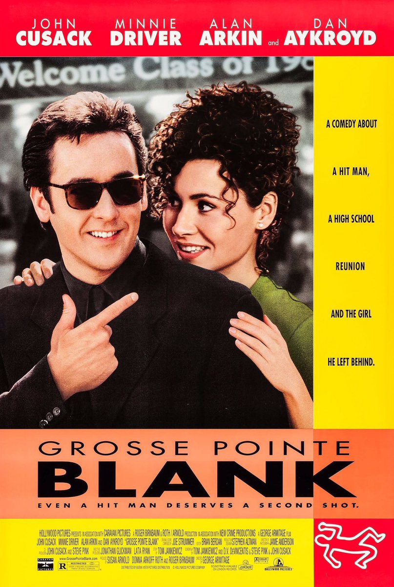 FilmNewsNos's tweet photo. 🎬MOVIE HISTORY: 26 years ago today, April 11, 1997, the movie ‘Grosse Pointe Blank’ opened in theaters!

#JohnCusack #MinnieDriver #AlanArkin #DanAykroyd #JoanCusack #JeremyPiven #HankAzaria #BarbaraHarris #MitchellRyan #KToddFreeman #MichaelCudlitz #JennaElfman #BelitaMoreno https://t.co/kFVdxYfisG