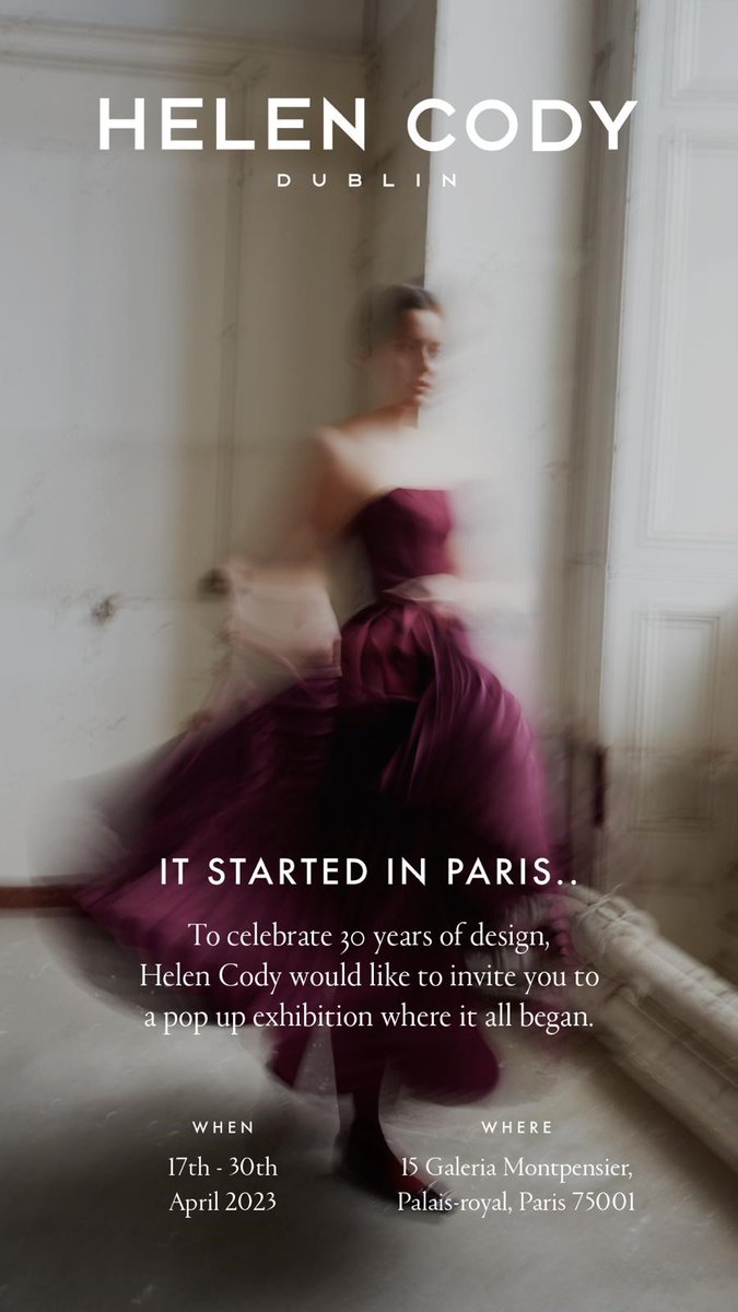 Past pupil Helen Cody is celebrating 30 years of design with a pop up exhibition in Paris from 17th - 30th April at 15 Galeria Montpensier. If you are in Paris definitely add it to your itinerary. 

"Paris is paramount for fashion, always was - always will be." Manolo Blahnik.