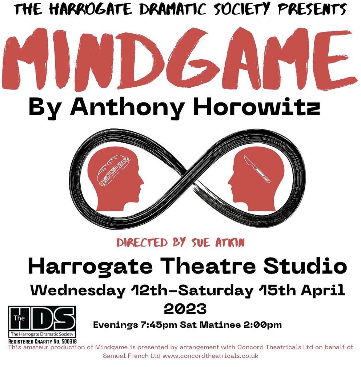 Break a leg to <a href="/HgateDramatics/">Harrogate Dramatic Society</a> who open with MINDGAME by Antony Horowitz tonight! 🙌

🗓️ WED 12 - SAT 15 APR
🎟️ ow.ly/eyUk50NsBPb