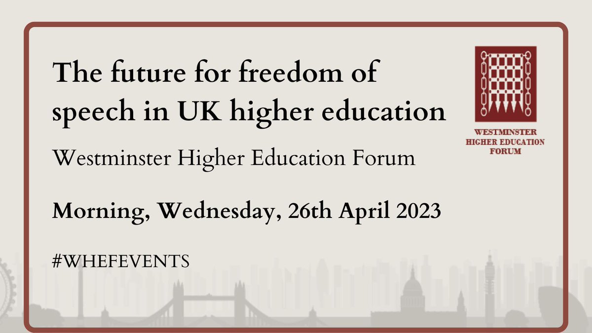 WHEF Events (@whefevents) on Twitter photo We are holding a conference called The future for freedom of speech in UK higher education!
Join <a href="/WHEFEvents/">WHEF Events</a> on the 26th April to be a part of this conversation with speakers including@JordanKiss_ <a href="/SocietiesCSU/">Eve Chamberlain SU</a> <a href="/oscarminto/">Oscar Minto</a>!
More information: westminsterforumprojects.co.uk/conference/Fre… We are holding a conference called The future for freedom of speech in UK higher education!
Join <a href="/WHEFEvents/">WHEF Events</a> on the 26th April to be a part of this conversation with speakers including@JordanKiss_ <a href="/SocietiesCSU/">Eve Chamberlain SU</a> <a href="/oscarminto/">Oscar Minto</a>!
More information: westminsterforumprojects.co.uk/conference/Fre…