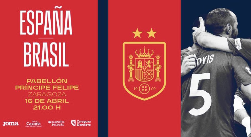 radiomarcazgz's tweet photo. 🎟️ NUEVO SORTEO EXPRESS

❗️ ENTRADA DOBLE para el ESPAÑA - BRASIL de Fútbol Sala

📆 Domingo 16 de abril (21:00h)
📍 Pabellón Príncipe Felipe

❓ Requisitos: RT, comenta el tuit y sigue a @radiomarcazgz

⌚ Hasta hoy miércoles a las 20:00! @rfef @SEFutbol @futbolaragon https://t.co/2oFGz2FsRw