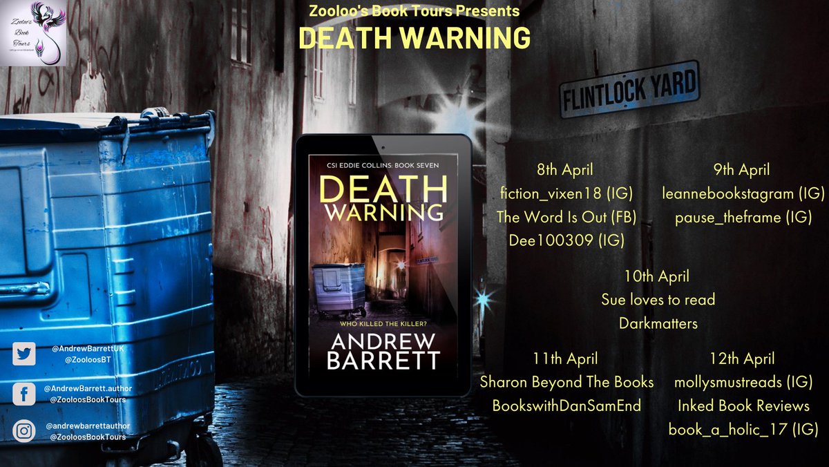 ZooloosBT's tweet photo. Review @ShazzieRimmel
"Death Warning is an unpredictable and twisty read. Every Andrew Barratt book is, but as the series goes on, the twists somehow become twister."
➡️ https://t.co/smoszyhcrF
@AndrewBarrettUK
#DeathWarning #ZooloosBookTours https://t.co/J1zOSDtX9k