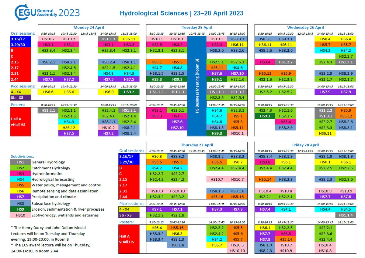 Ready for #EGU23? Here's the #hydrology programme at a glance to help you navigate through the many sessions and events. You can find this and more on our latest blog post: blogs.egu.eu/divisions/hs/2…