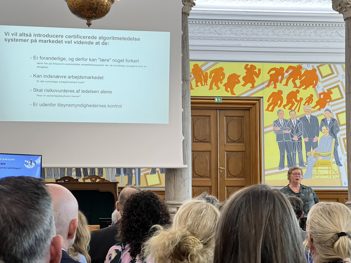 Vil algoritmiske systemer betyde at grupper på arbejdsmarkedet bliver diskrimineret fordi en gruppe mennesker fx bliver set som mindre produktive end andre? Høring på Christiansborg om AIs betydning for vores arbejdsplader. <a href="/ACakademikerne/">Akademikerne</a> <a href="/EuropaBev/">Europabevægelsen</a> og @ADDprojektet #digidk