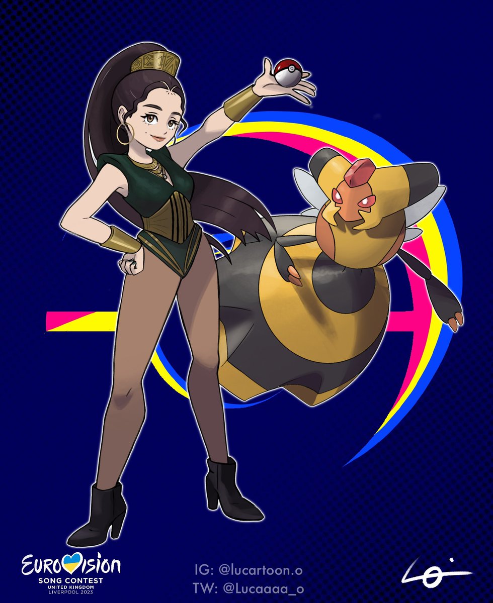 A thread with my Pokémon/Eurovision drawing #alessandramele 🇳🇴 & Vespiquen #Eurovision2023 #ESC2023 #drawing #Pokemon #Eurovision