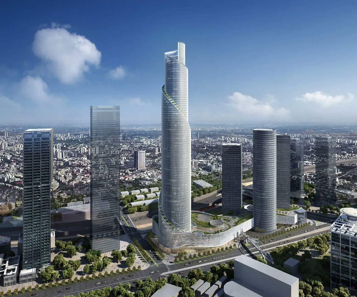 TheB1M's tweet photo. Tel Aviv's 350-metre Azrieli Spiral Tower is set to become the tallest building in Israel and the country's first supertall skyscraper - https://t.co/A4koVmXkTE #construction #architecture #skyscraper https://t.co/S89YAWpqE5