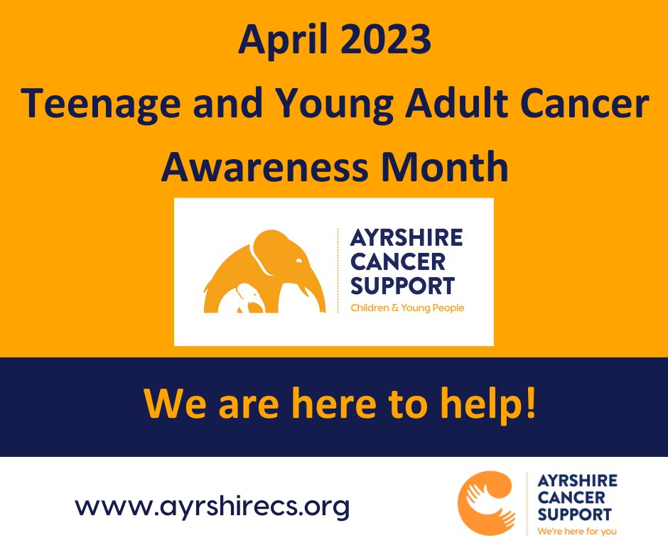 April 2023 is the UKs first #TeenageAndYoungAdultCancerAwarenessMonth. @CR_UK have published a variety of information on cancer types, symptoms, treatments, research & support- bit.ly/43j132S
If you live in Ayrshire contact ACS on 01563 538008 to find out how we can help
