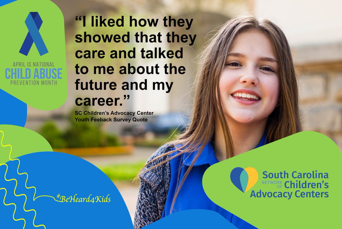 scncac's tweet photo. During Child Abuse Prevention Month and throughout the year, SC Children's Advocacy Centers (CACs) help kids to heal and look forward to their future. Learn how to report child abuse, find your local CAC, and more at https://t.co/ixklboEDAF . #beheard4kids https://t.co/Yzfe839WRO