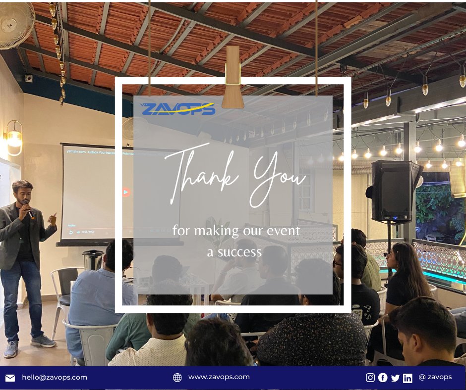 zavops's tweet photo. A huge thank you to everyone who helped make our networking event a smashing success.
Thanks to @KibiSports , @upliance, @OnFinance_in and @buildbidz for the interactive demos and insights into your product.
#zavops #ExclusiveEvent #IndustryExpert #InteractiveDemos https://t.co/aTes6SKNX5