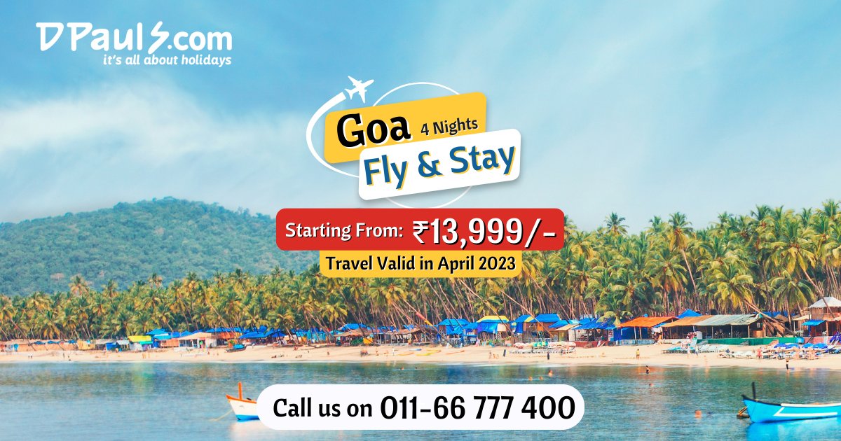 dpauls_travel's tweet photo. Goa Fly N Stay! 4 Nights Package Starting from Rs.13999/-
Incl:- Airfare, Stay & Breakfast.
For more details, Call on 011-66777400
#DPauls_Travel #GoaPackages #GoaTrip #GoaFlyNStay #GoaTour #GoaBeaches #GoaNightlife #BeachPackages #BeachDestination #IndiaPackages #DekhoMyIndia https://t.co/pvVak5n183