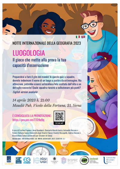 unisiena's tweet photo. 📌14/4. Notte internazionale della Geografia 2023.
📌H. 21, Maudit Pub – Siena
Iscrizioni line:
➡️ https://t.co/TTJAMMYbkK
Quiz organizzato dalle geografe e dai geografi dell’#Università di #Siena e dell’Università per Stranieri di Siena.
👉https://t.co/fi9R9yVdob
#GeoNight2023 https://t.co/l2QDJPkgEW