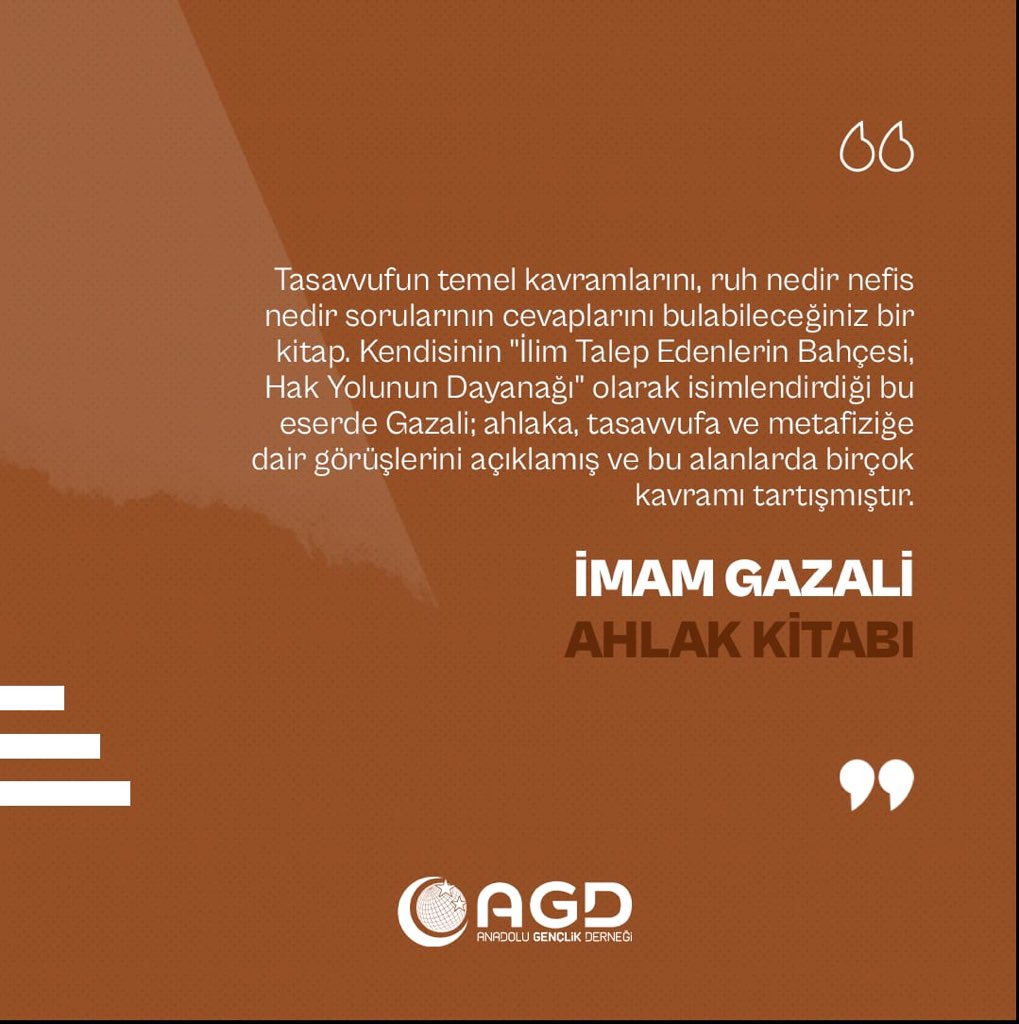 agd_bursa's tweet photo. #BiKitap
Ahlak Kitabı
İmam Gazali
#Kardesinicinyasa
#AhlakveManeviyat https://t.co/oxaal4gDmz
