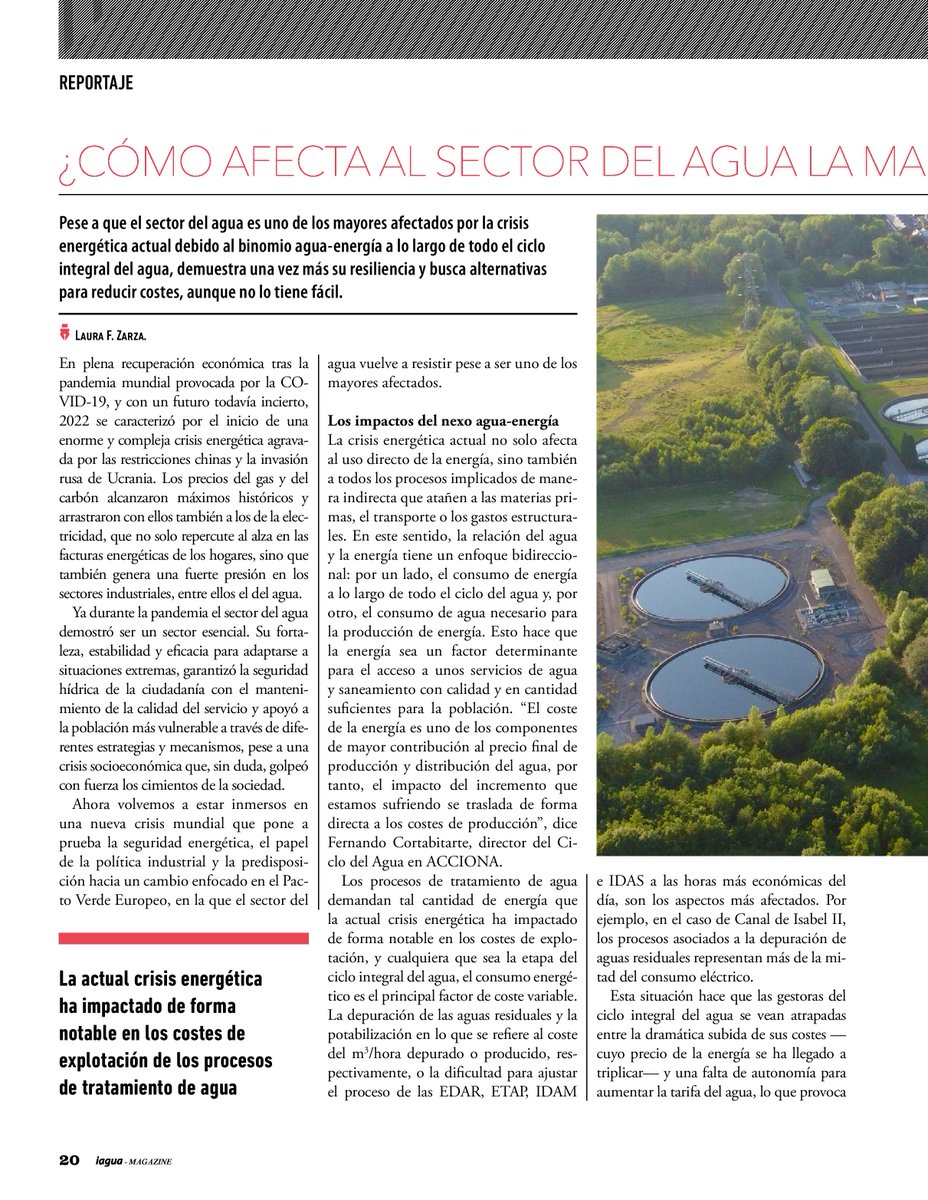 iAgua's tweet image. 💧 Las empresas de #agua buscan soluciones para garantizar la calidad de los servicios en medio de una #crisisenergética sin precedentes.

✍ Lo cuenta @YerseyOwen  en este reportaje incluido en #iAguaMagazine43.
iagua.es/noticias/redac…