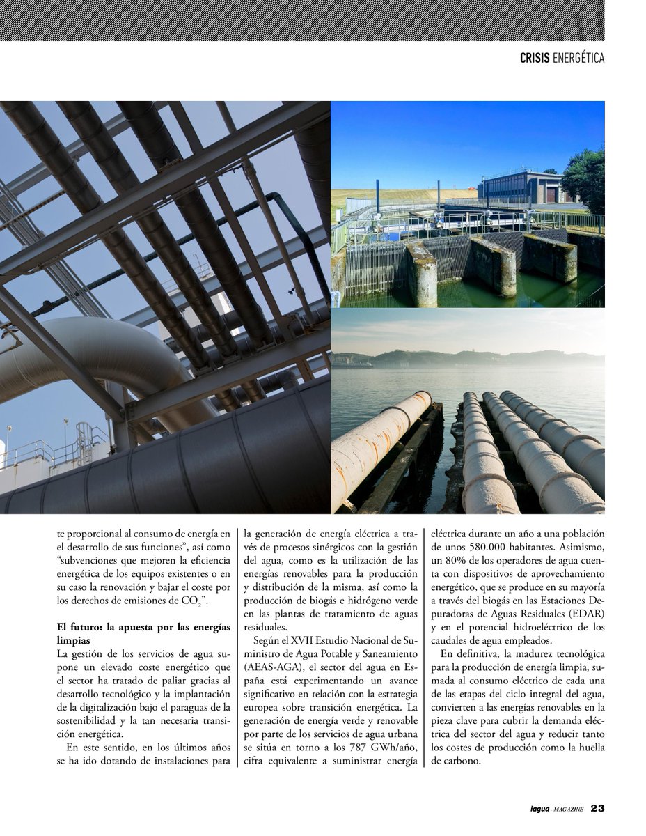 iAgua's tweet image. 💧 Las empresas de #agua buscan soluciones para garantizar la calidad de los servicios en medio de una #crisisenergética sin precedentes.

✍ Lo cuenta @YerseyOwen  en este reportaje incluido en #iAguaMagazine43.
iagua.es/noticias/redac…