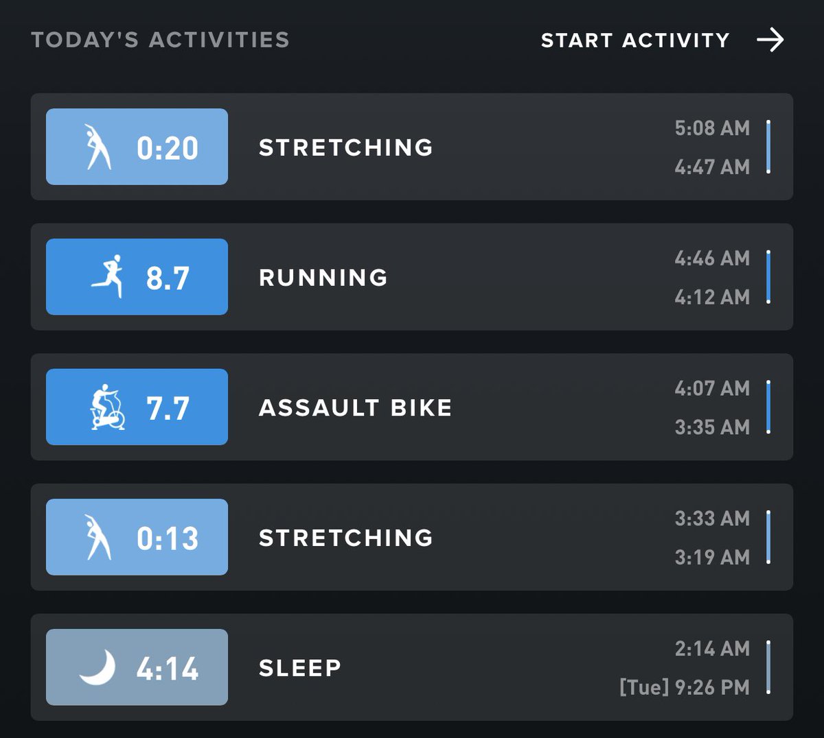 KrisKLeon's tweet image. Conditioning - Brick workout 
(bike + run)

• Rogue Echo Bike 
10-miles for time 

• Short Hill Repeats 
1:00 run 
8% incline 
8:00/mile pace 

2:00 walk 
1% incline 
17:00/mile pace 
10x 

#hemiengine 🏎️💨