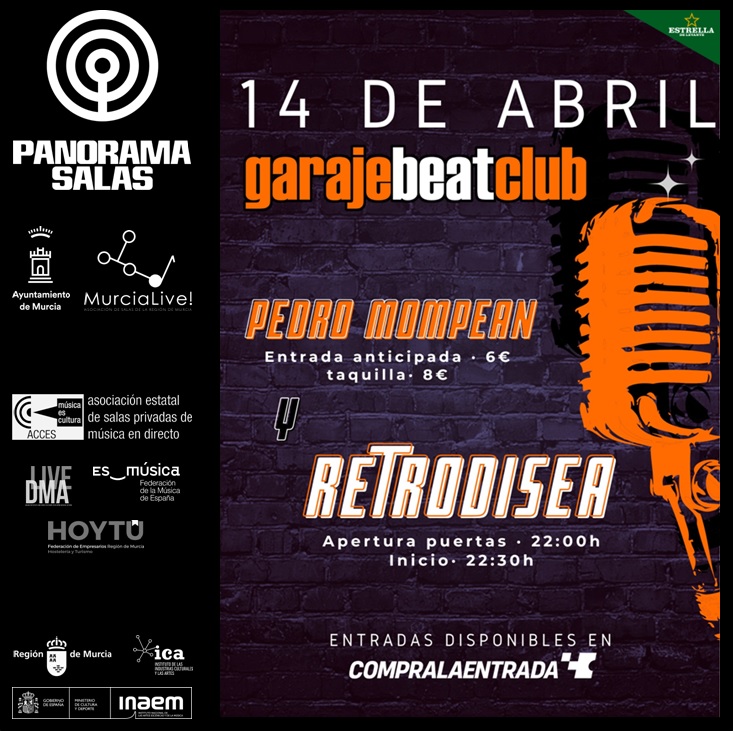 garajebeatclub's tweet photo. El cantautor murciano @MompeanPedro y la banda murciana @Retrodisea se presentan en directo este viernes 14 de abril en @garajebeatclub en un evento que forma parte del programa oficial de las Fiestas de Primavera de Murcia.

#ApoyaTuEscenaLocal
#ApoyaTuSala https://t.co/yNZo0pBpFZ