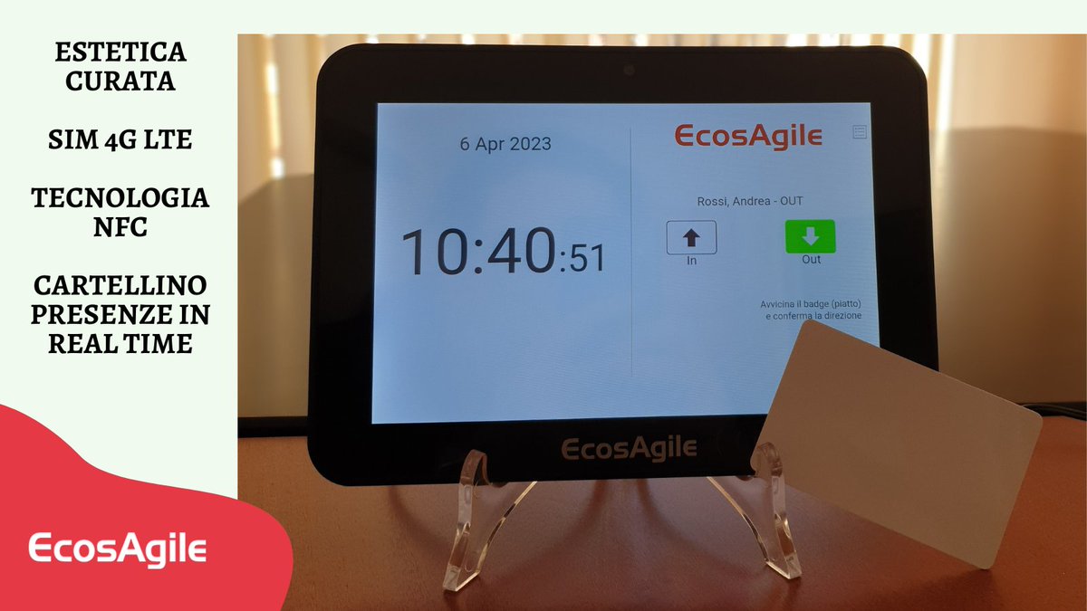 EcosAgile's tweet photo. Nuovo #timbracartellino digitale eClock 8ββ 4G LTE per monitorare presenze e orario di lavoro dei dipendenti.
#digitalizzazione per una gestione del lavoro semplificata.
Scopri di piΓΉπhttps://t.co/7L3BitKJA0
#rilevazionepresenze #timbracartellino #softwareHR #EcosAgile https://t.co/I8I0ASVkwq