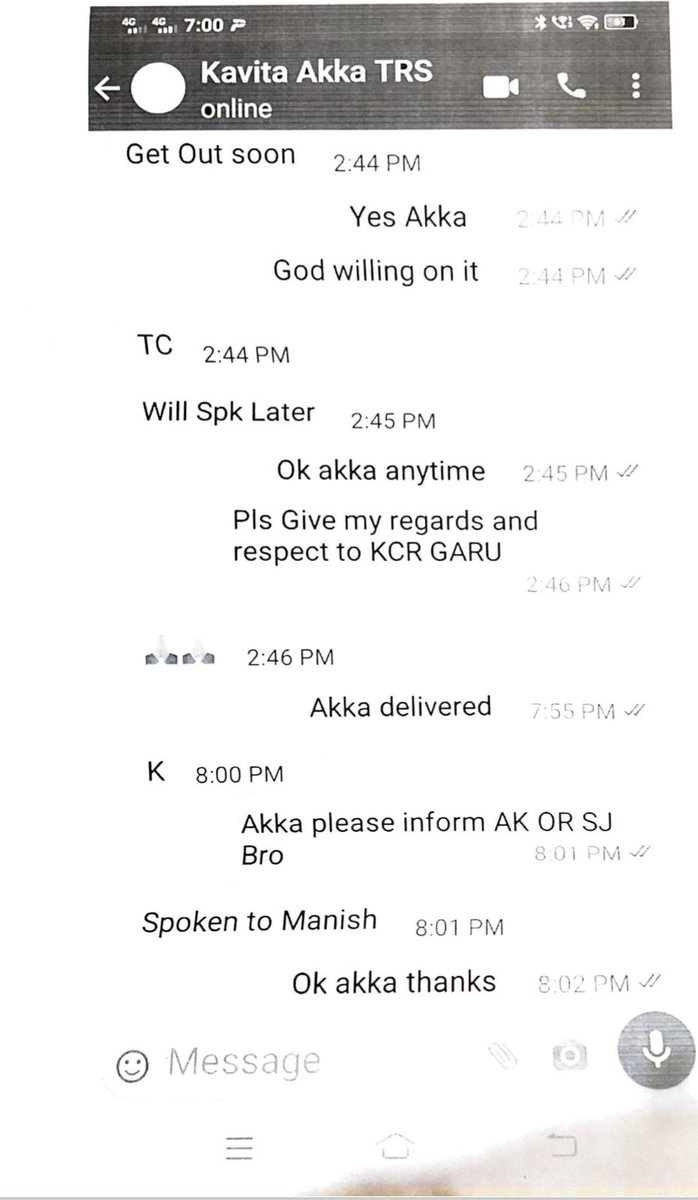 Bushi_RaviKumar's tweet photo. #Breaking :703 వాట్సాప్ చాట్ లో 1st టీజర్ విడుదల చేసిన #SukeshChandraShekar..
#LiquorScam లో #MLC కవిత తో చేసిన వాట్సాప్ చాట్ ను విడుదల చేసిన #SukeshChandraShekar, #Coding_Decoding వే లో చాట్...15కోట్ల డబ్బులు ప్లేస్ లో 15కిలోల నెయ్యి అంటు చాట్😁.... https://t.co/ej6rGnDEmk