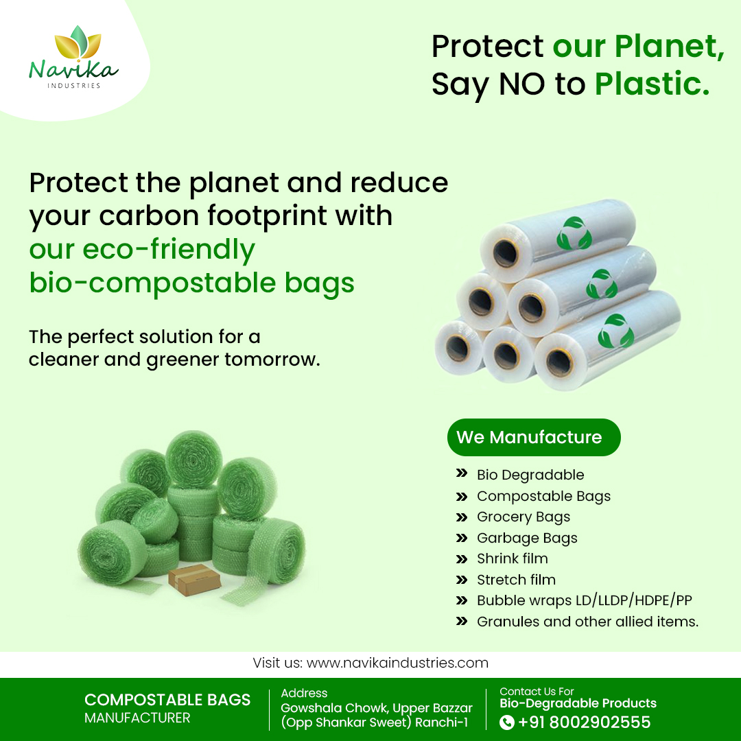 navikaindustry's tweet photo. The perfect alternative for a cleaner and greener planet.
Visit: https://t.co/fZPJDIXRRH
Call on: 8002902555
#gogreen #biodegradablebags #compostablebags #garbagebags #shrinkfilms #saynotoplastic #stopusingplastic #stopsingleuseplastic #bubblewraps #saveplanet #navikaindustries https://t.co/p87fceE8ue