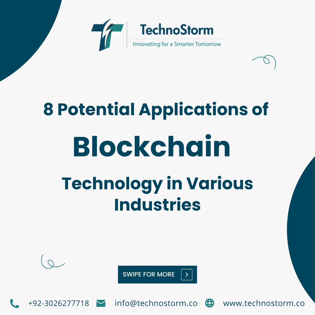 TechnoStormCo's tweet photo. Blockchain could transform industries such as finance, healthcare, real estate, and voting. Our recent post outlines 5 potential applications of this technology. Follow our page for more insights on the latest tech trends.
#blockchaintechnology #techtrends #TechnoStormStudios https://t.co/qB9q298tjf