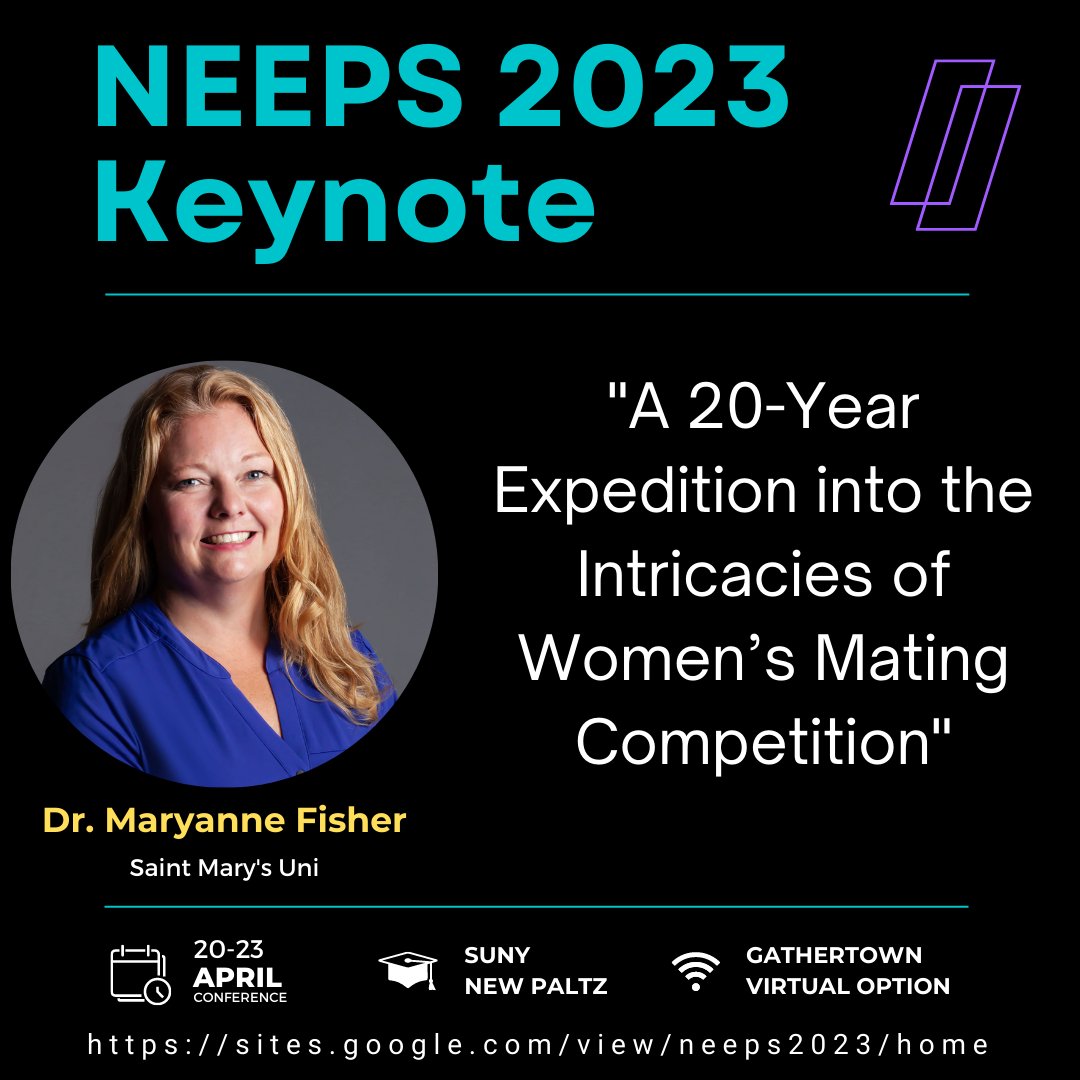 NEEPSoc's tweet photo. Exciting news! 

We are thrilled to announce that Dr. Maryanne Fisher @ml_fisher will be joining us as the keynote speaker for our upcoming conference, #NEEPS2023! Dr. Fisher is a leading expert in evolutionary psychology, and we can't wait to hear her talk! https://t.co/ixHjM5MgEe