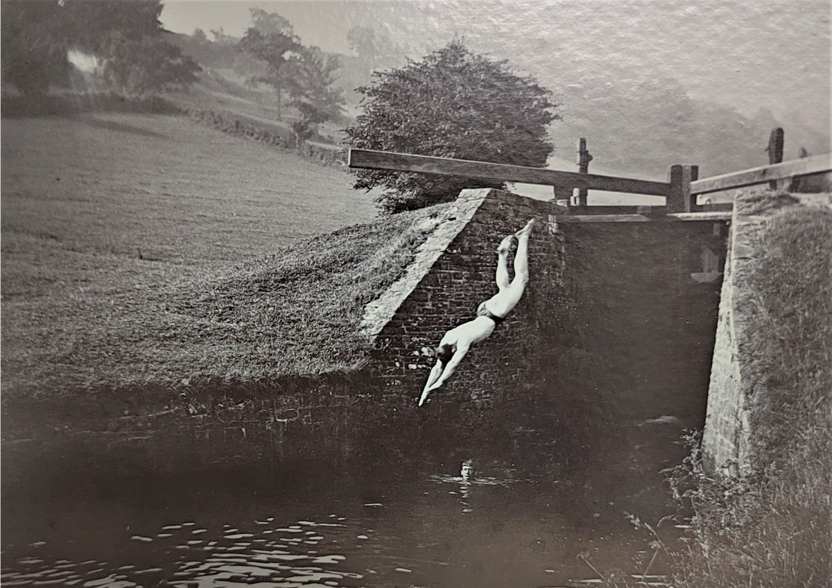 Today we have a bit of a #ArchiveMystery for you.  From the Newport Rugby and Athletic Club collection, the photograph was taken at Fourteen Locks and dates from around 1900. Who are the two men? And is the diver real or a later addition? 

What do you think? Let us know  below!